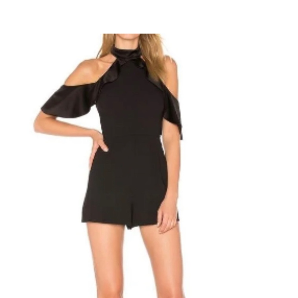 Alice & Olivia Black Mock Neck Romper